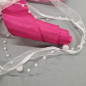 Preview: Schleife Unifarben (3-lagig) - Rosa - Pink - mit Perlenband